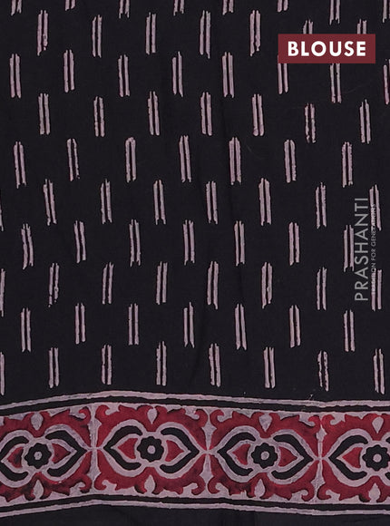 Cotton block printed saree black with butta prints and printed border