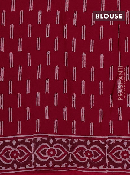 Cotton block printed saree maroon with butta prints and printed border