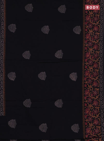 Cotton block printed saree black with butta prints and printed border