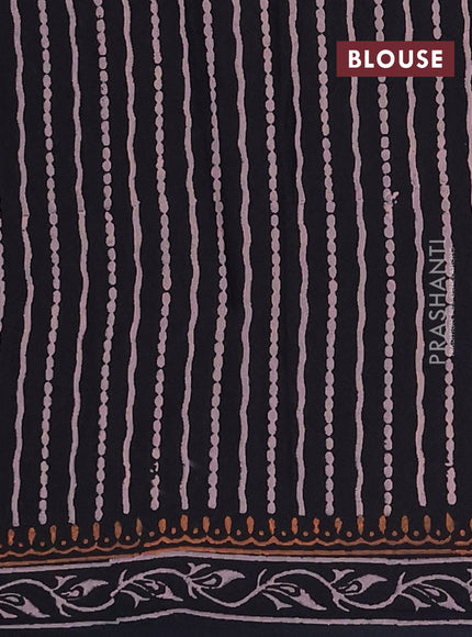 Cotton block printed saree black with butta prints and printed border