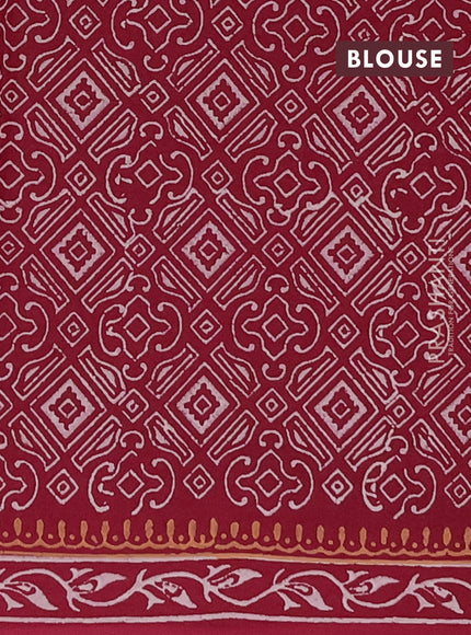 Cotton block printed saree maroon with butta prints and printed border