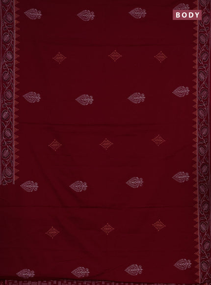 Cotton block printed saree maroon with butta prints and printed border