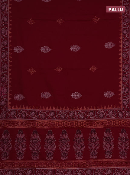 Cotton block printed saree maroon with butta prints and printed border