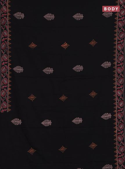 Cotton block printed saree black with butta prints and printed border
