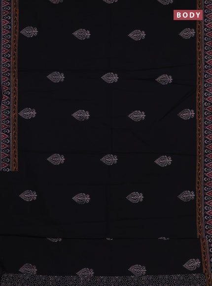 Cotton block printed saree black with butta prints and printed border