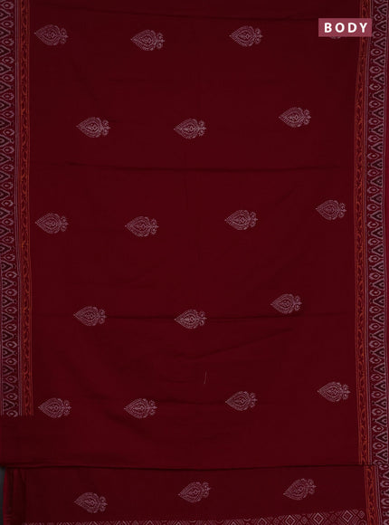 Cotton block printed saree maroon with butta prints and printed border