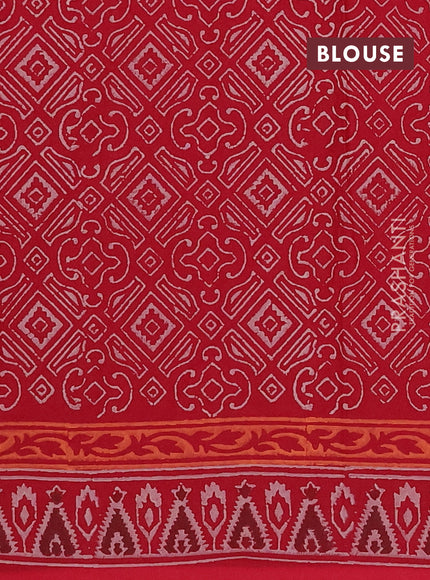 Cotton block printed saree maroon with butta prints and printed border