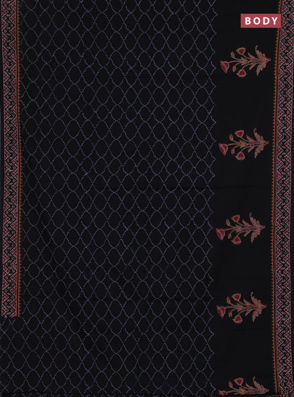 Cotton block printed saree black with allover prints and printed border