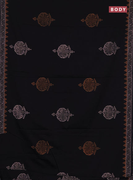 Cotton block printed saree black with butta prints and printed border