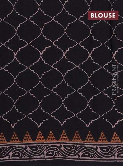 Cotton block printed saree black with butta prints and printed border