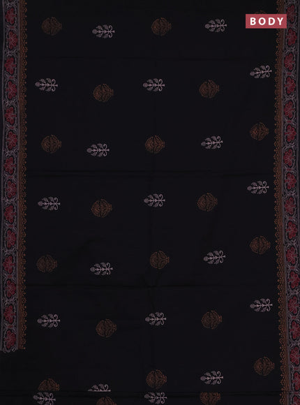 Cotton block printed saree black with butta prints and printed border