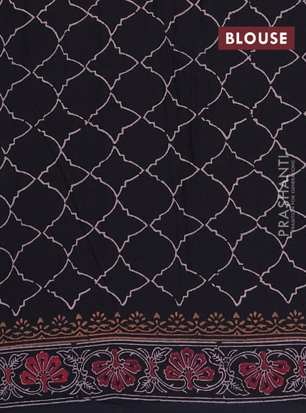 Cotton block printed saree black with butta prints and printed border