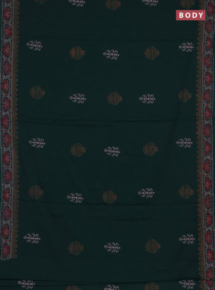 Cotton block printed saree green with butta prints and printed border
