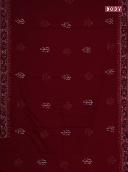 Cotton block printed saree maroon with butta prints and printed border