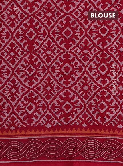 Cotton block printed saree maroon with butta prints and printed border