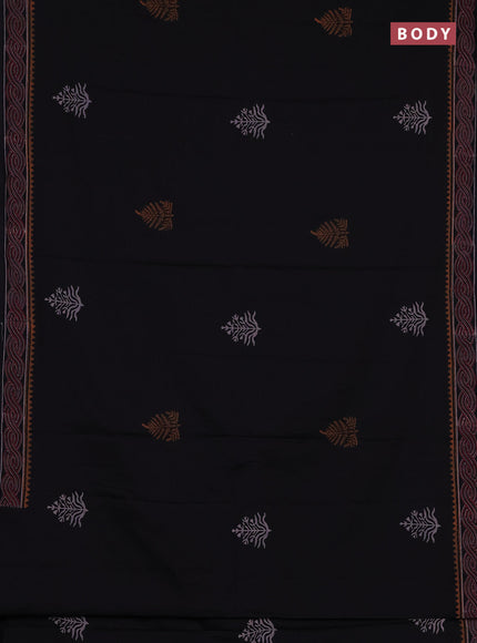Cotton block printed saree black with butta prints and printed border