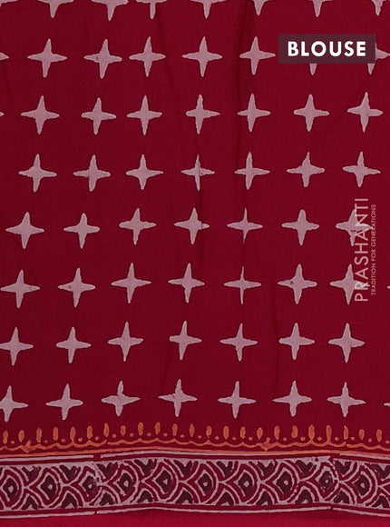 Cotton block printed saree maroon with butta prints and printed border