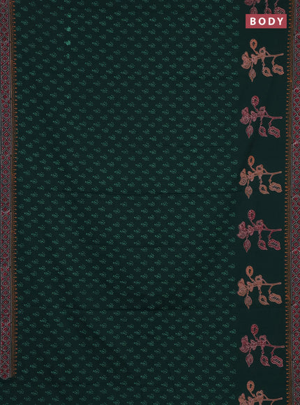 Cotton block printed saree bottle green with allover butta prints and printed border