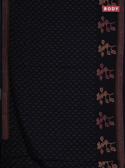 Cotton block printed saree black with allover butta prints and printed border
