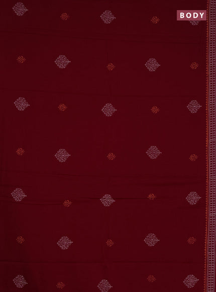 Cotton block printed saree maroon with butta prints and printed border