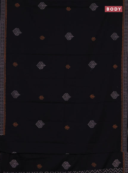Cotton block printed saree black with butta prints and printed border