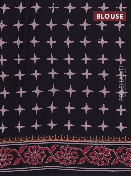 Cotton block printed saree black with butta prints and printed border