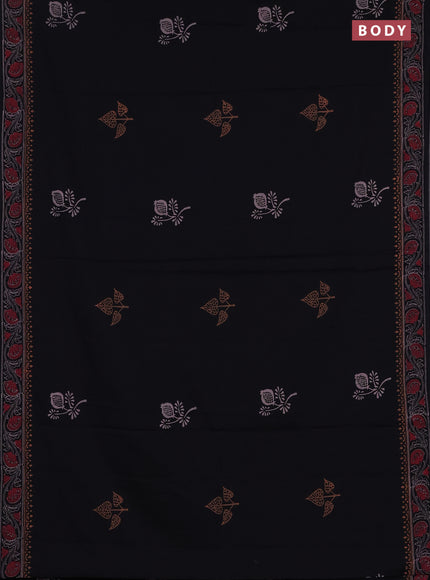 Cotton block printed saree black with butta prints and printed border