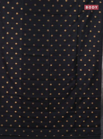 Art dupion saree black and beige with allover zari woven buttas and printed pallu