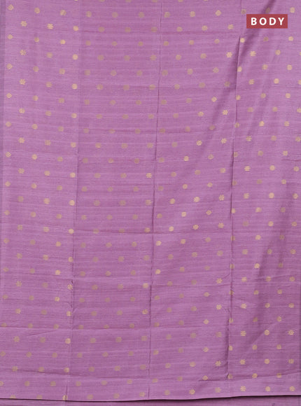 Art dupion saree lavender and beige with allover zari woven buttas and printed pallu