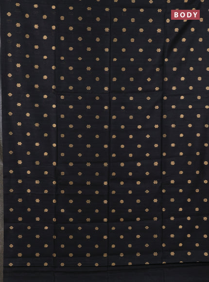 Art dupion saree black and beige with allover zari woven buttas and printed pallu