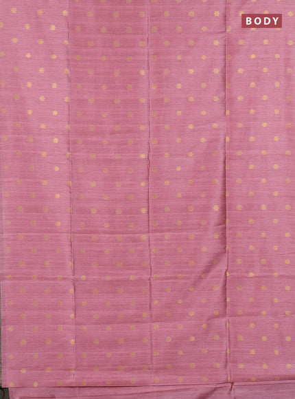 Art dupion saree light pink and beige with allover zari woven buttas and printed pallu