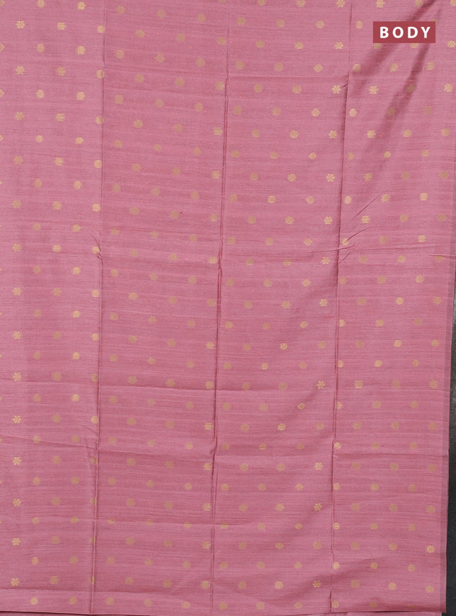 Art dupion saree light pink and beige with allover zari woven buttas and printed pallu