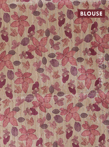 Art dupion saree light pink and beige with allover zari woven buttas and printed pallu