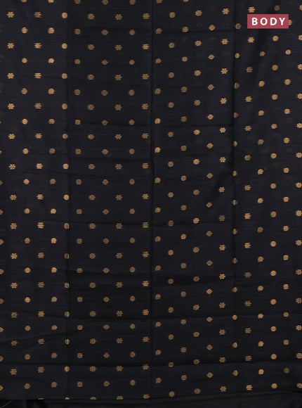 Art dupion saree black and beige with allover zari woven buttas and printed pallu