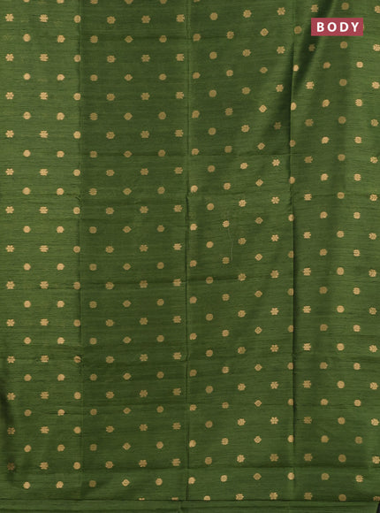 Art dupion saree sap green and beige with allover zari woven buttas and printed pallu