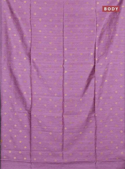 Art dupion saree mauve pink and beige with allover zari woven buttas and printed pallu