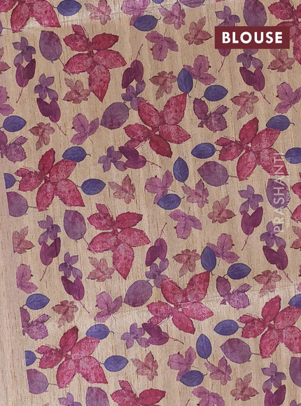 Art dupion saree mauve pink and beige with allover zari woven buttas and printed pallu
