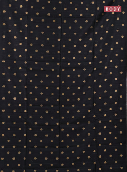 Art dupion saree black and beige with allover zari woven buttas and printed pallu