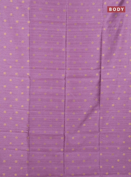 Art dupion saree lavender and beige with allover zari woven buttas and printed pallu