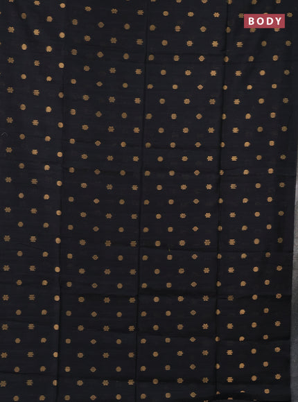 Art dupion saree black and beige with allover zari woven buttas and printed pallu
