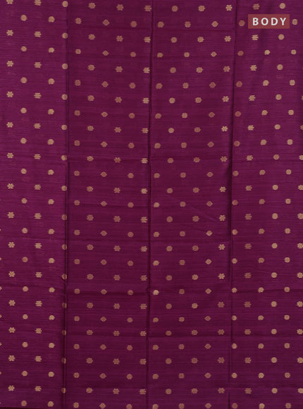 Art dupion saree dark magenta and beige with allover zari woven buttas and printed pallu