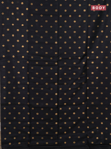 Art dupion saree black and beige with allover zari woven buttas and printed pallu