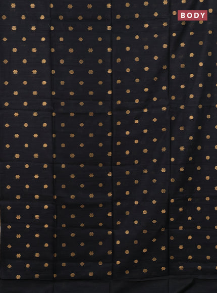 Art dupion saree black and beige with allover zari woven buttas and printed pallu