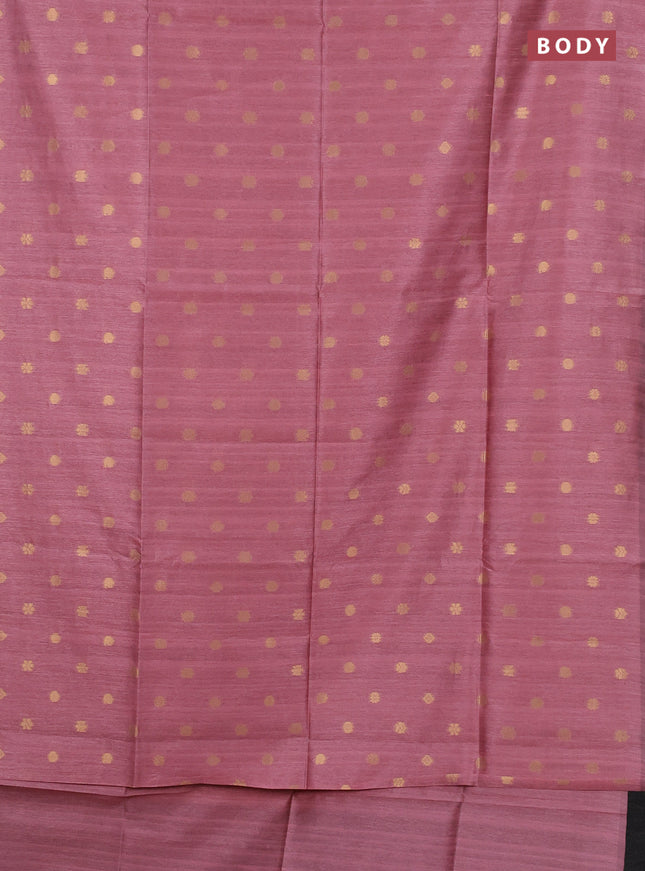 Art dupion saree pink and beige with allover zari woven buttas and printed pallu