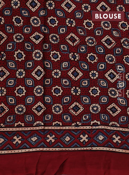 Modal Silk Saree maroon with allover ajrakh prints and printed border