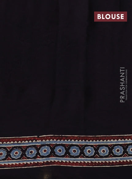 Modal Silk Saree black with allover ajrakh prints and printed border