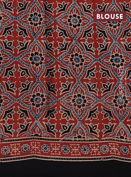 Modal Silk Saree maroon and black with allover ajrakh prints and printed border