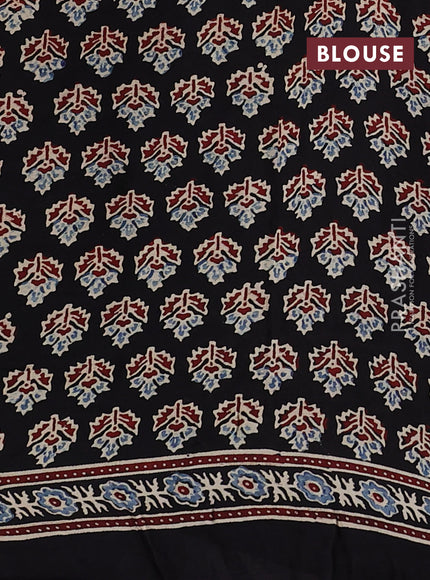 Modal Silk Saree black with allover ajrakh prints and long printed border