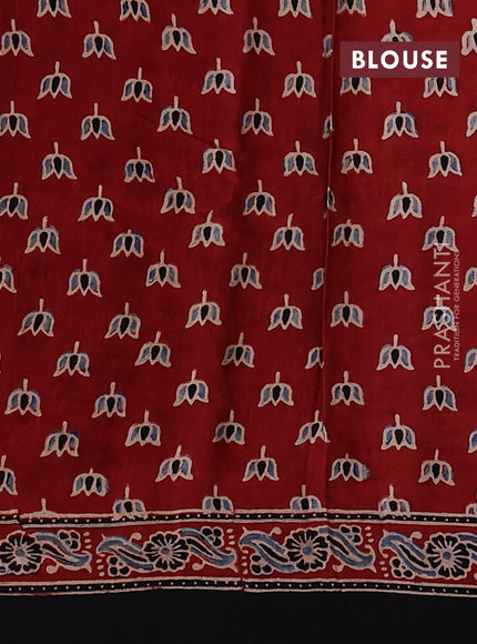 Modal Silk Saree maroon and black with allover ajrakh prints and printed border