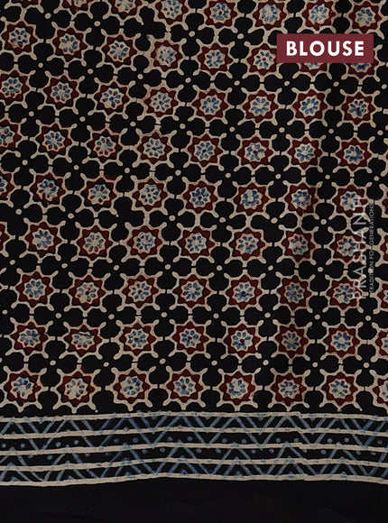 Modal Silk Saree black with allover ajrakh prints and long printed border